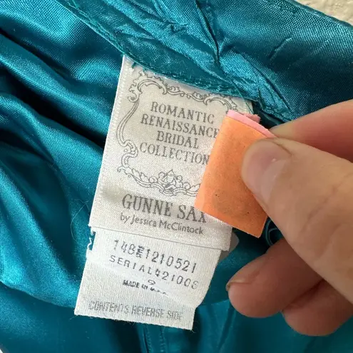 Gunne Sax 1960s Romantic Renaissance Bridal Collection Tooled Satin Dress