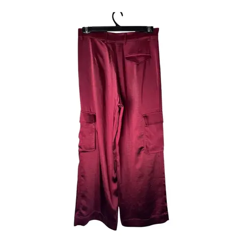 LNA Clothing Pants Women Medium Red Silky Cargo Pants Wide Leg Luxury Retro