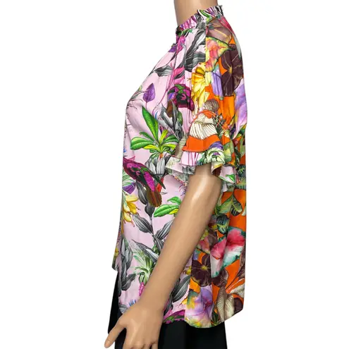 Robert Graham Paige Palm Ruffle-Trim TropicalPrint Keyhole Top size Medium - Image 6