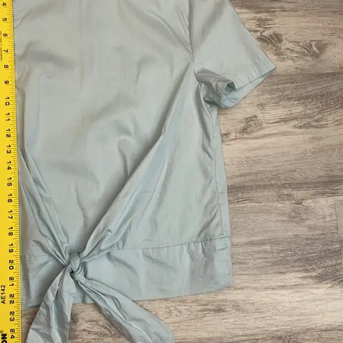 Dylan Gray Powder Blue Short Sleeve Zip Back Tie Front Blouse Size Medium