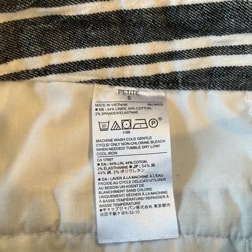 Banana Republic Factory Avery Women's Striped Linen Cotton Blend Pants Black Size 6P