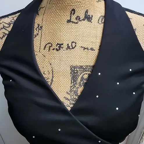 B. Smart Black Halter Evening Gown Formal Dress Rhinestone Embellished 7/8 - Image 9