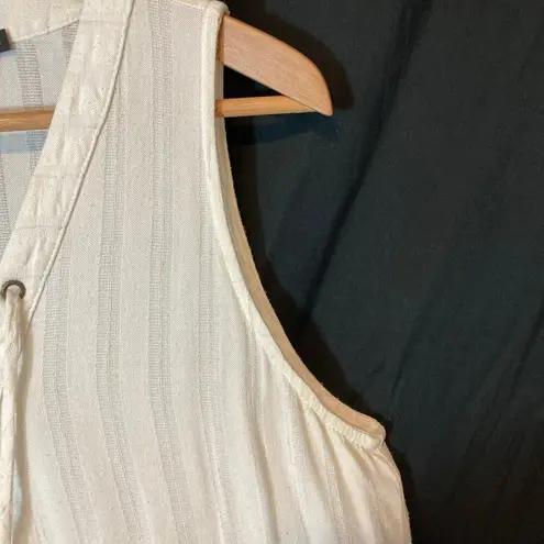 Maven West Ivory White Lace Up V-Neck Sleeveless Lightweight Tank Top