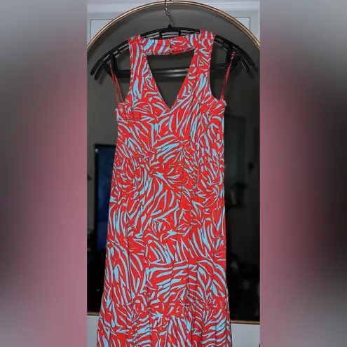 Japna Blue and Red Tiger-Like Print Dress