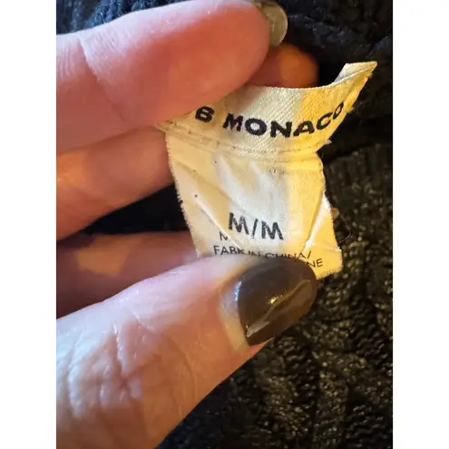 Club Monaco Sweater Women Medium Navy Blue Metallic Cable Knit Pullover Preppy