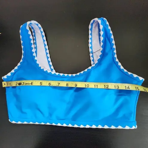 AI'IMAGE Blue Bikini with White Trim and High Waist Bottoms NWT Size Large