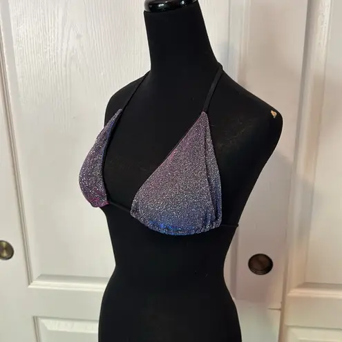 BLUE PURPLE GLITTER TRIANGLE BIKINI TOP Size XS