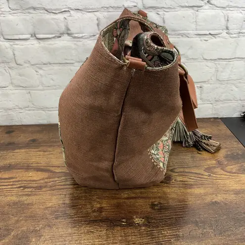 Sakroots Shoulder Bag Brown Paisley Floral Print Magnetic Snap Closure W Tassel - Image 4