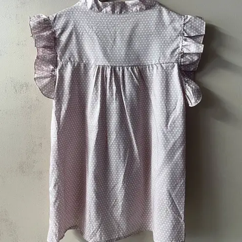 Light Pink & White Polka Dot LightWeight Blouse Size S EUC