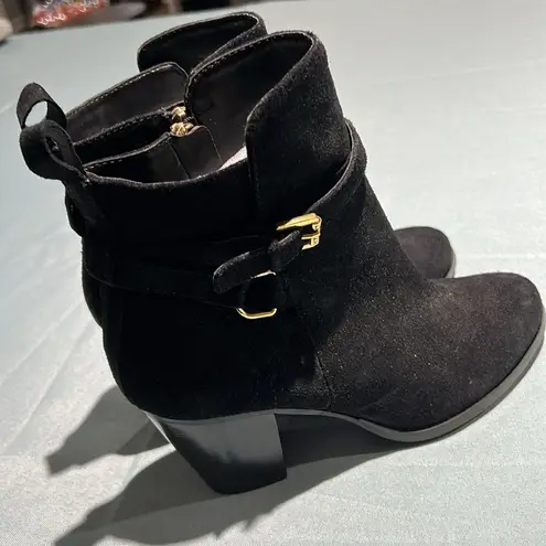 Ralph Lauren POLO  BLACK Suede ankle boots Size 8.5 B34