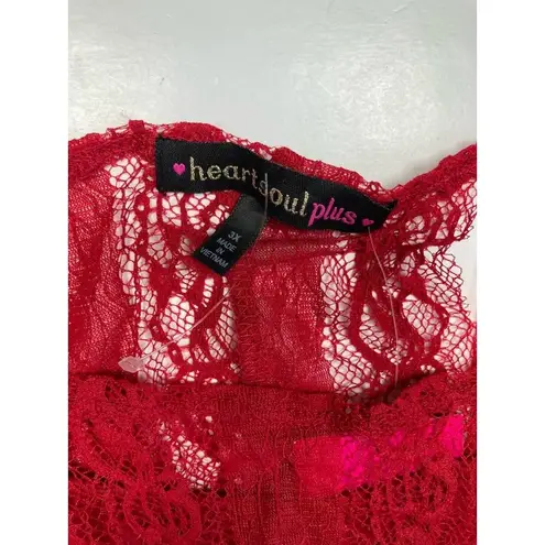 Heart soul New Plus Top Womens 3X Red Sexy Lace Empire Waist Twofer Holiday Party