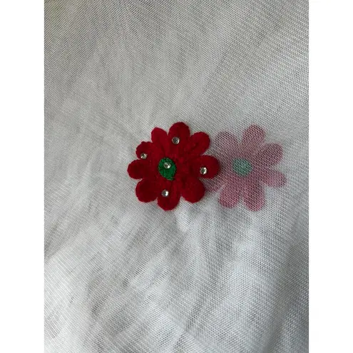 Delicate Floral Embroidered Shawl with Pom