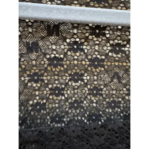 Ganni Women's Size Medium Bodysuit Black Lace Square Back Long Sleeve Lined