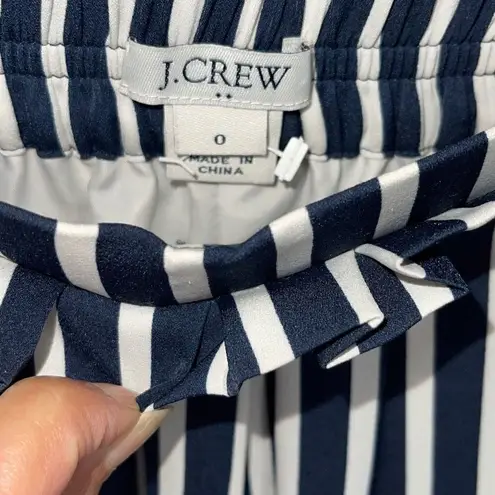J Crew Women's Pleated Striped Skirt Midi Lined Pull On Navy Blue White Size 0