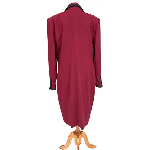 Vintage Maroon Wool Topper Coat Navy Trim Size 16 Burgundy Navy Blazer Dress EUC Red