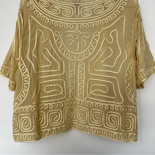 Soft Surroundings Soft Surrounding Size 1X Bolero Jacket Sheer Short Sleeve Cream Yellow