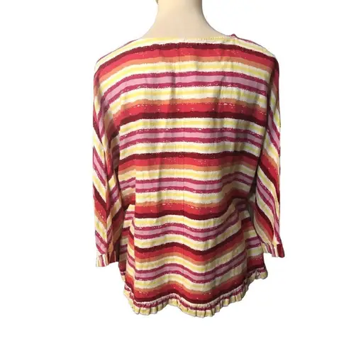 For Cynthia Striped Multicolor Linen Blend Boxy Fit Top size xl Condition: Exce