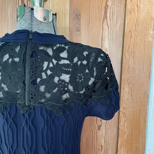 The Kooples Navy & Black Lace Inlay Yoke Fit & Flare Dress - Sz 3 (US Large) ๐งก๐