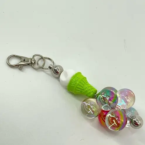 Keychain purse charm Beaded Keychain For Women, Silicone bead ice cream cone bal Green