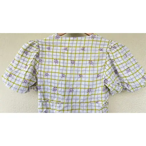 ZARA  Floral V Neck Puff Sleeve Ruched Dress Size XS Cottage Picnic Romantic Date