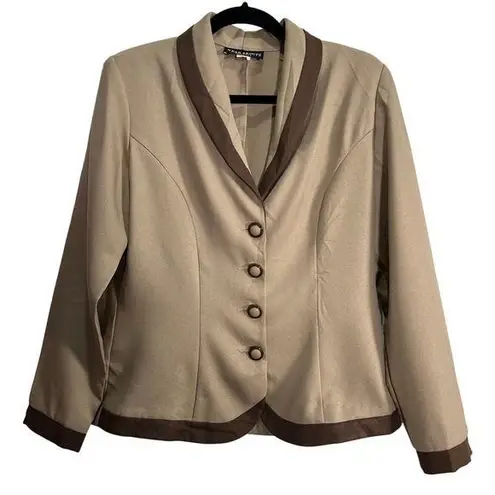 Wear Abouts Vintage Made in the USA Brown Tan Button Down Blazer Shoulder Pads Size M