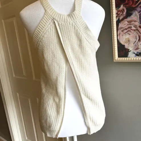 Brave Soul Cream Knit Halter Tank Top Sleeveless Open Back Sexy Sweater Small