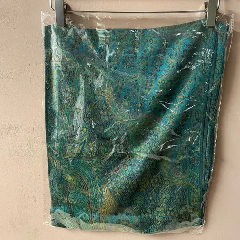 Rapti Fashion Peacock Blue Printed Lightweight Scarf NWT