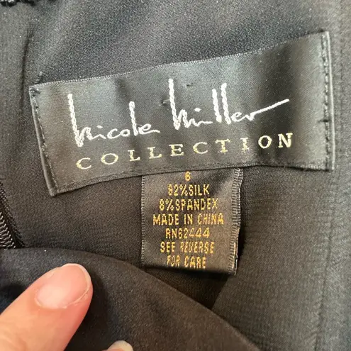 Nicole Miller Classic Timeless Black Silk Corset Bow Strapless Dress Size 6 S