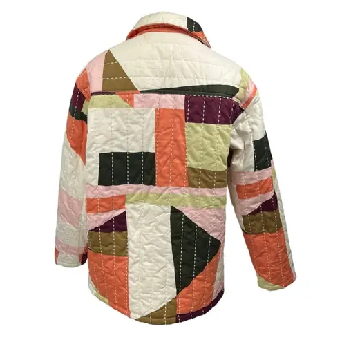 Gee’s Bend Multicolor Long Sleeve Button Oversized Quilted Puffer Coat Jacket S