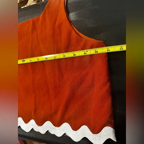 Pretty Garden Large Rust Orange Cropped Tank Blouse White Squiggly Hem. NWT!