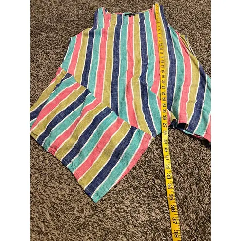 For Cynthia Rainbow Striped Asymmetrical Tunic Tank Womens Sz L Lagenlook