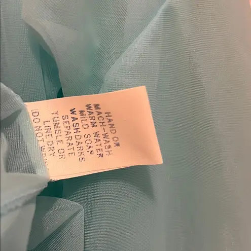 Vintage Elegant Sheer House Dress Robe Coat Dress with Flowing Sleeves Blue Size M