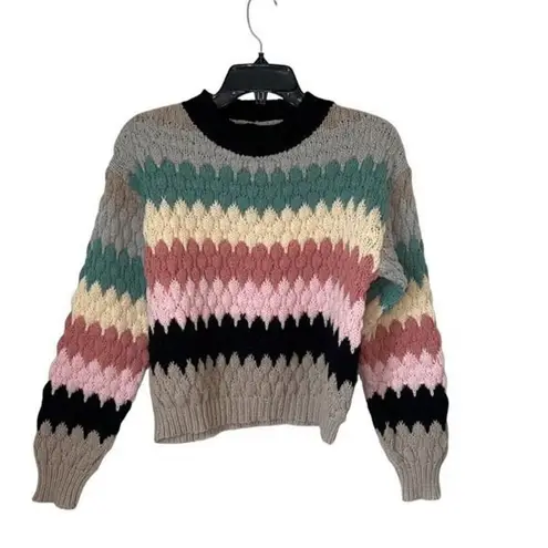 Strut & Bolt Womens Honeycomb Striped Pullover Sweater Gray Blue Size Small - Image 2