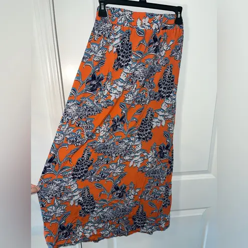 CAbi  Paradise Calypso Floral All Over Print Flare Tie Front Maxi Skirt Sz Small