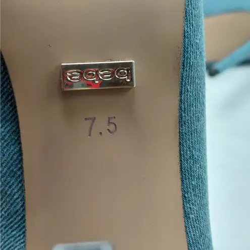 Bebe  Dasha Denim Ankle Boots Women's 7.5M Blue Stiletto Heel Going Out Shoes