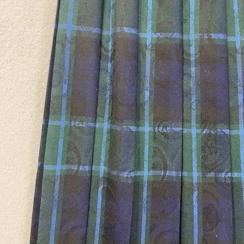 Pendleton Vest Skirt Set Womens 6 Green Blue Plaid Wool Petite Pleated Made USA