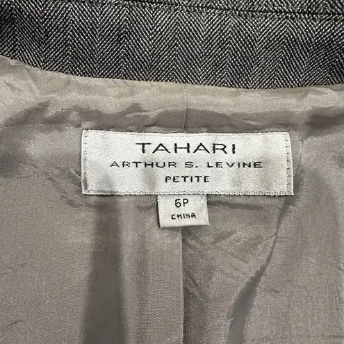 Tahari ASL Blazer Women's Size 6P Gray Lined Career Work Jacket Office Wear