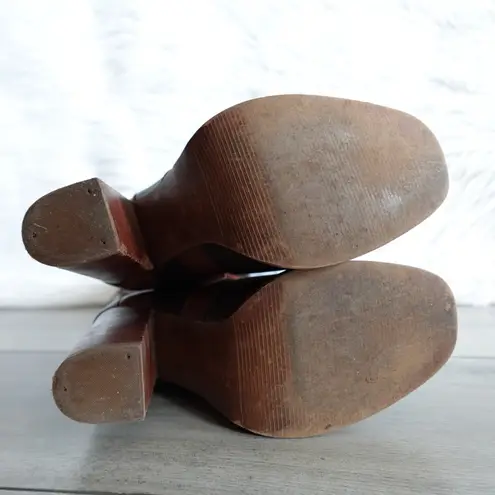 Red Or Dead Brown Tall Knee High Heeled Brown Leather Boots 39 Cobbled Together Size 8