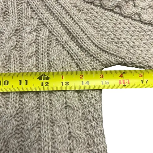 Aran Crafts Womens 100% Merino Wool Cable Knit Cardigan Sweater Size S Ireland Tan