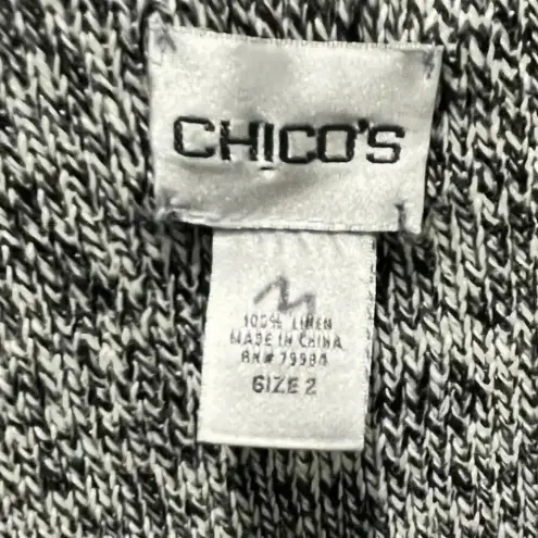 Chicos Women’s Gray Black Speckled 100% Linen Casual Pull Over Hoody 2