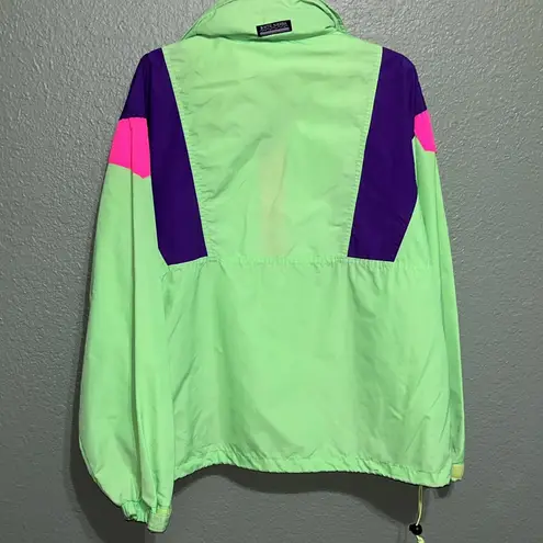 White Sierra Vintage Neon Green Colorblock Pullover Windbreaker Ski Jacket Unisex