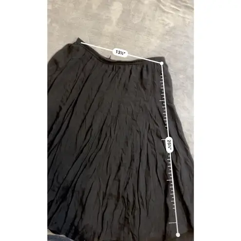 Women's Vintage Goth Victorian Black Krinkled MIDI Skirt Large