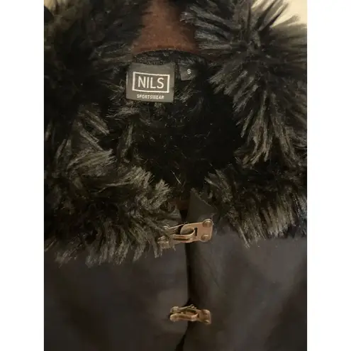 Nils Sportswear Black Faux Fur Trim Womens Coat Size S