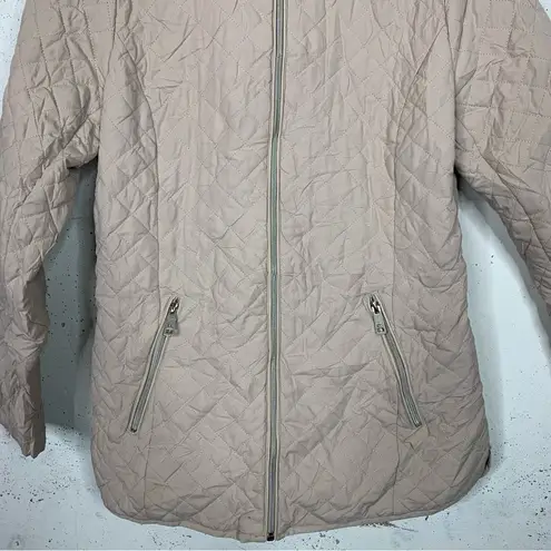 Kenneth Cole  New York Beige Zip Quilted Jacket Coat Size Small