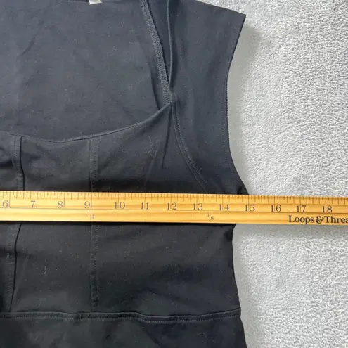 Athleta  Black Square Neck Sleeveless Sheath Dress Organic Cotton Spandex Small