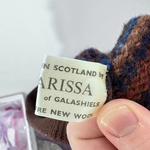 100% Wool Striped Brown Blue Purple A Line Midi Skirt Made by Larissa Scotland