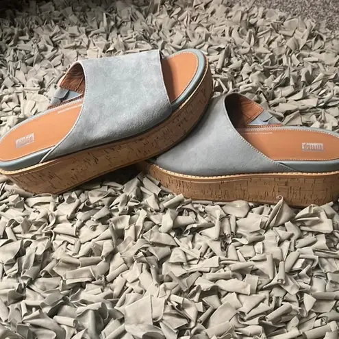 FitFlop Cork Wrap Suede Wedge Slides, Size Womens EU 42 / US 10