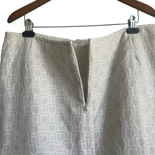 Kasper Women Midi Skirt 18 Cream Geometric Straight Career Mature Event Classic
