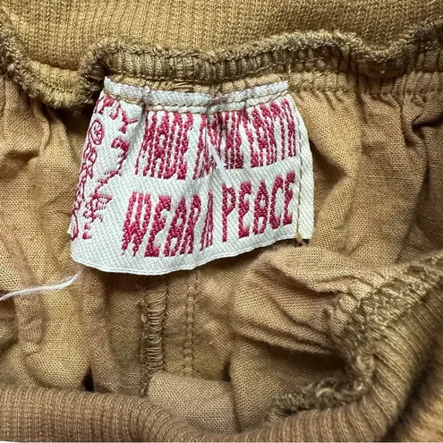 Boho Handcrafted Harlem Tie Dye Metallic Stripe Hammer Pants with pocket OSFM Tan Size M