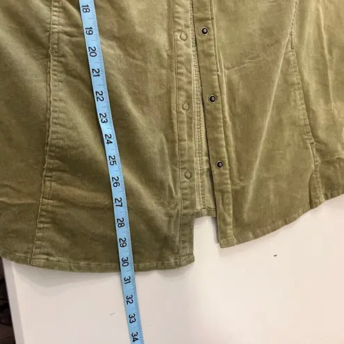 90s Sage Green Cotton Corduroy Snap Button Long Sleeve Shacket Coat Size 2X